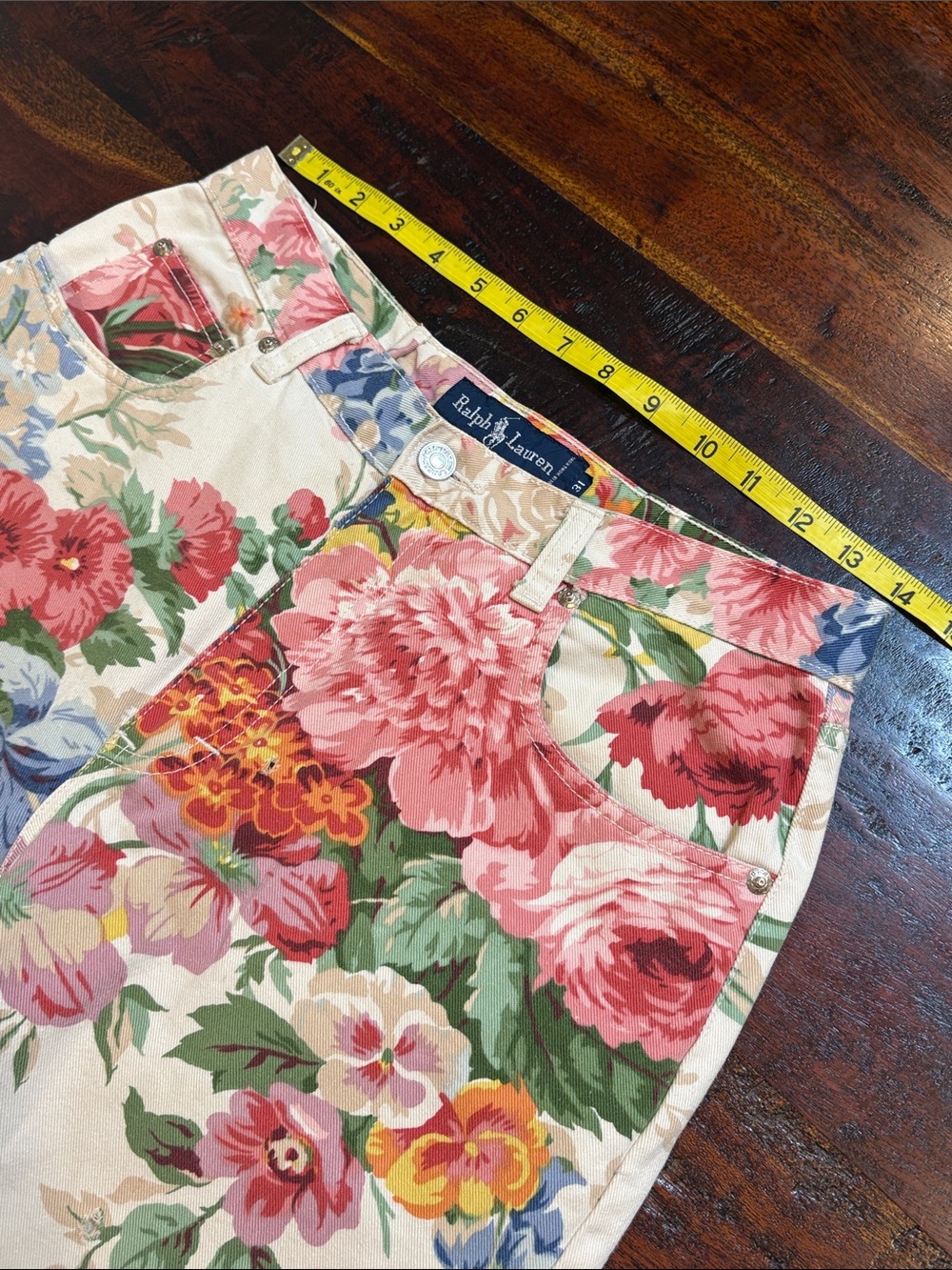 Vintage Ralph Lauren Blue Label 90s Floral Denim High-Rise Jeans 31 *As-Is* - Picture 11 of 16